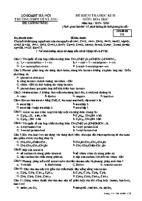 Đề kiểm tra học kỳ II môn Hóa học Lớp 11 - Mã đề 132 - Năm học 2019-2020 - Trường THPT Yên Lãng